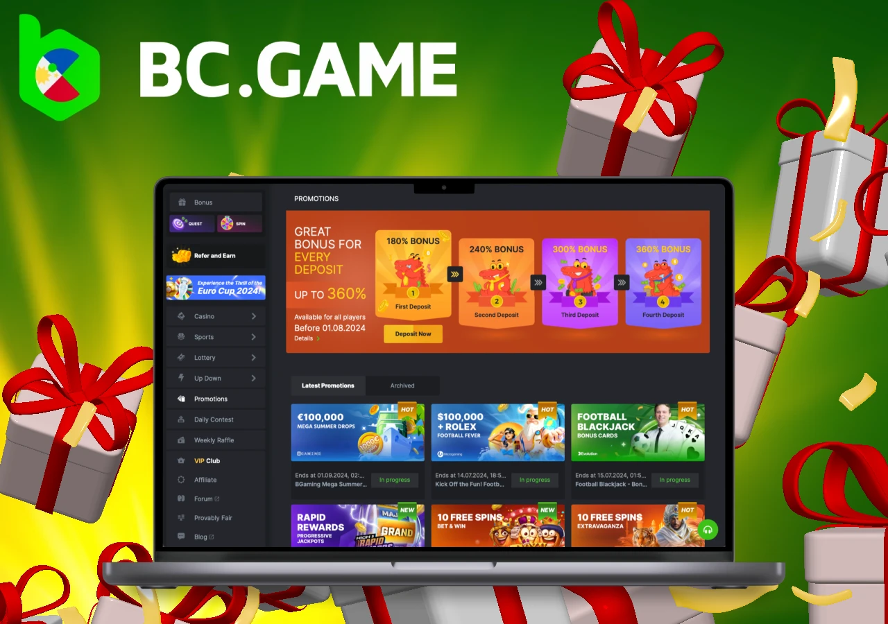 Welcome bonus for registration in BC Game