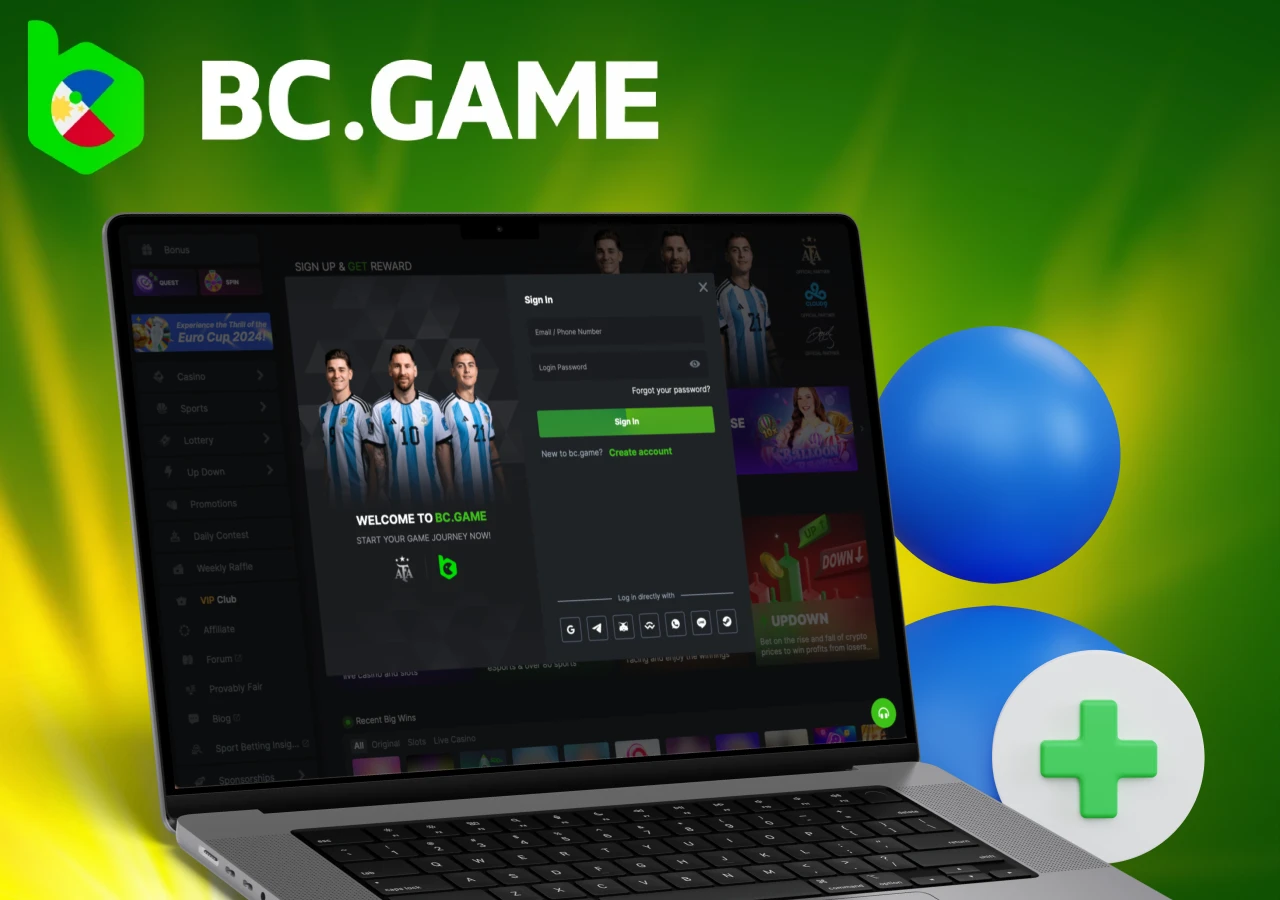 Account registration on BC Game platform